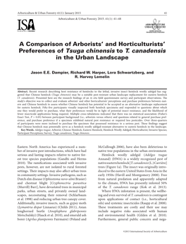 A Comparison of Arborists' and Horticulturists' Preferences of Tsuga