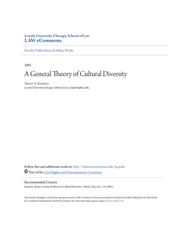 A General Theory of Cultural Diversity Steven A