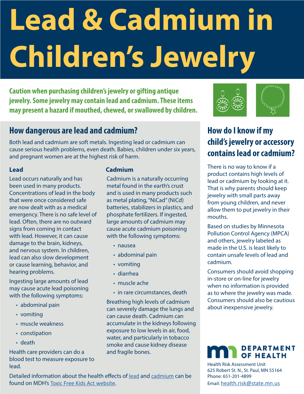 Lead and Cadmium in Children's Jewelry