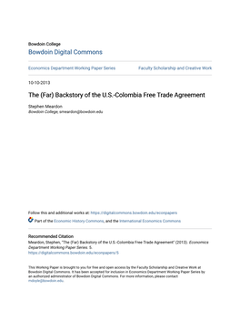 Backstory of the US-Colombia Free Trade Agreement