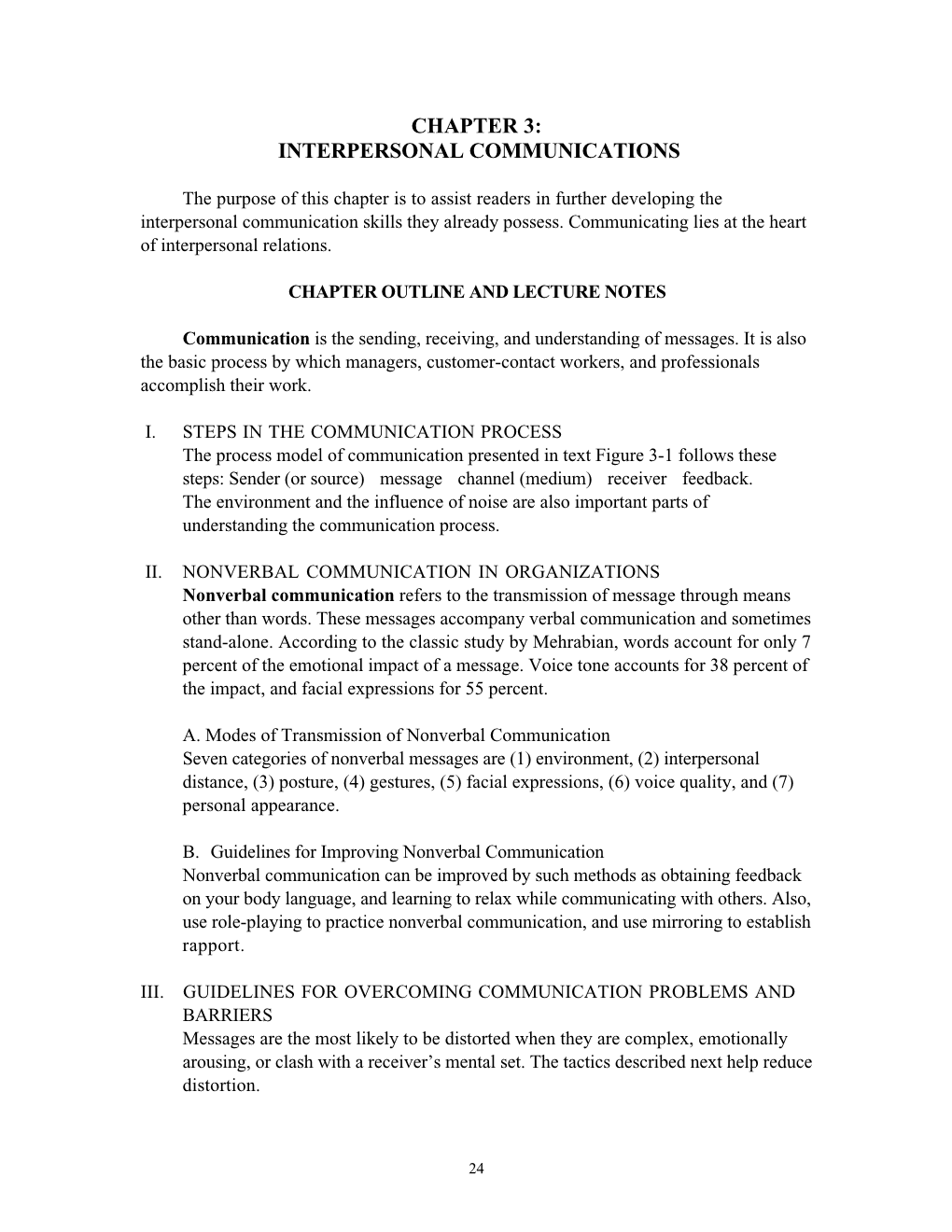 Chapter 3: Interpersonal Communications