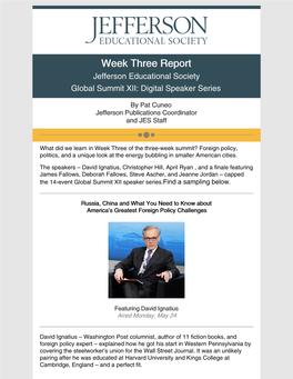 TO READ the GLOBAL SUMMIT XII WEEK Three REPORT