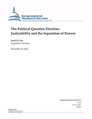 The Political Question Doctrine: Justiciability and the Separation of Powers