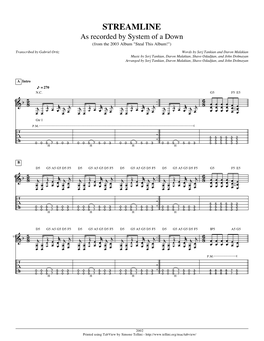 Streamline Guitar Tab