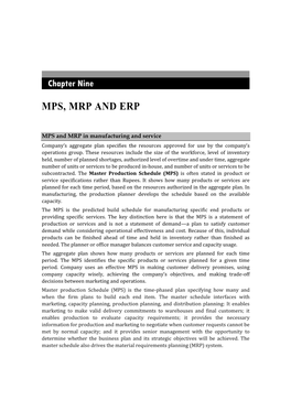 Mps, Mrp and Erp