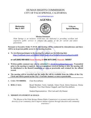 Human Rights Commission Special Meeting Agenda