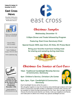 Christmas Eve Services at East Cross Christmas