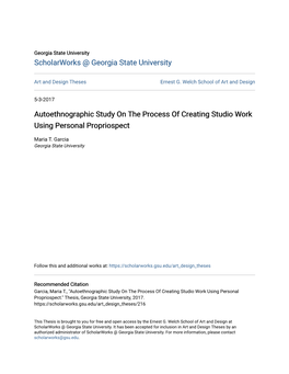 Autoethnographic Study on the Process of Creating Studio Work Using Personal Propriospect