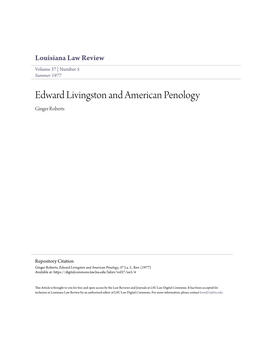 Edward Livingston and American Penology Ginger Roberts
