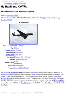 De Havilland Comet - Wikipedia, the Free Encyclopedia