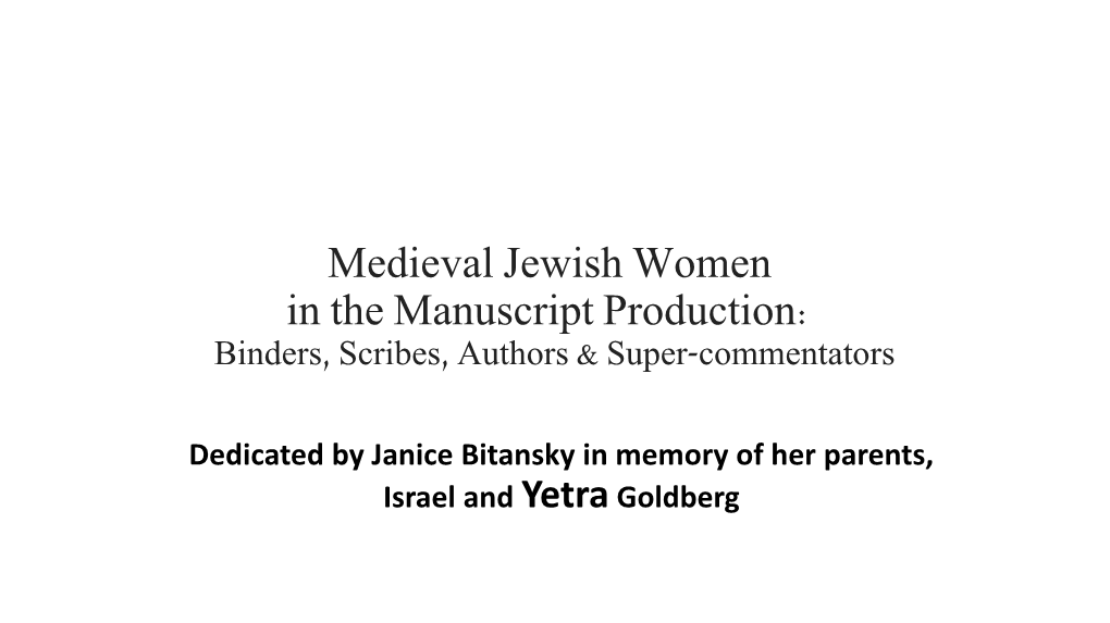 Women & Medieval Manuscripts