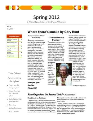 Spring 2012 Official Newsletter of the Piqua Shawnee