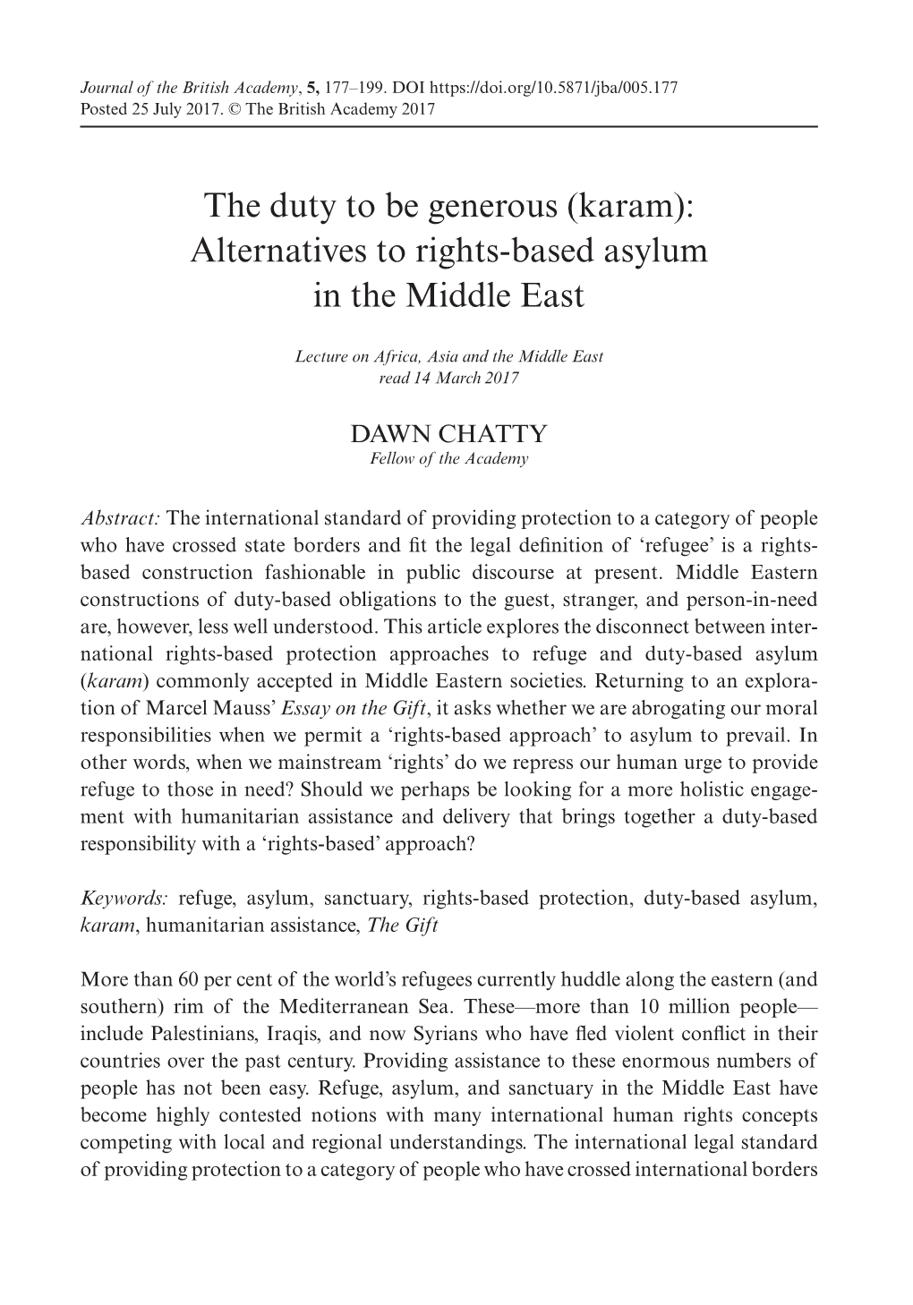 (Karam): Alternatives to Rights-Based Asylum in the Middle East