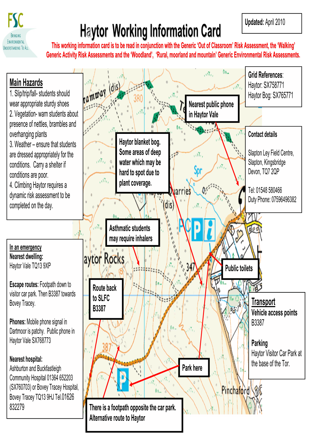 Working Information Sheet