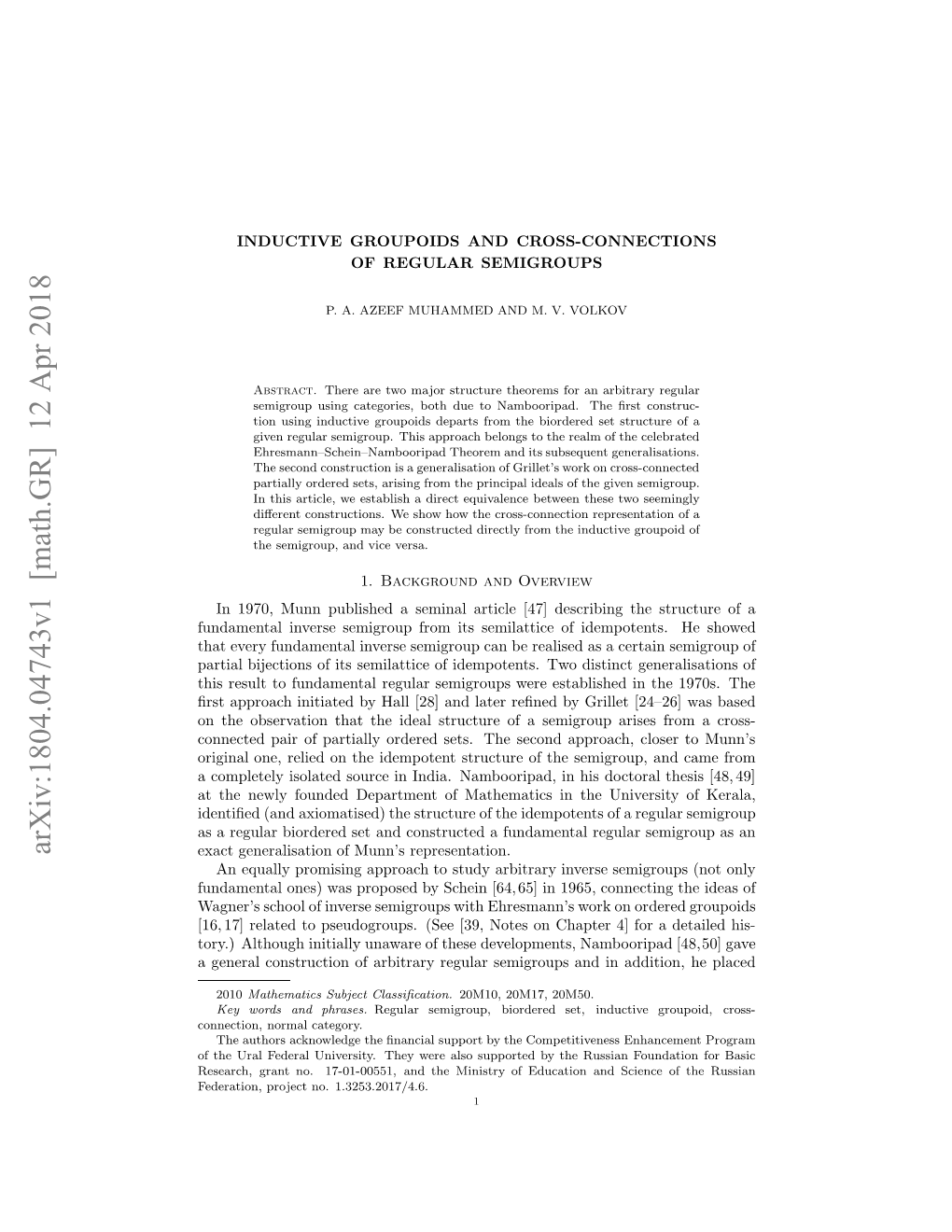 Inductive Groupoids and Cross-Connections of Regular Semigroups