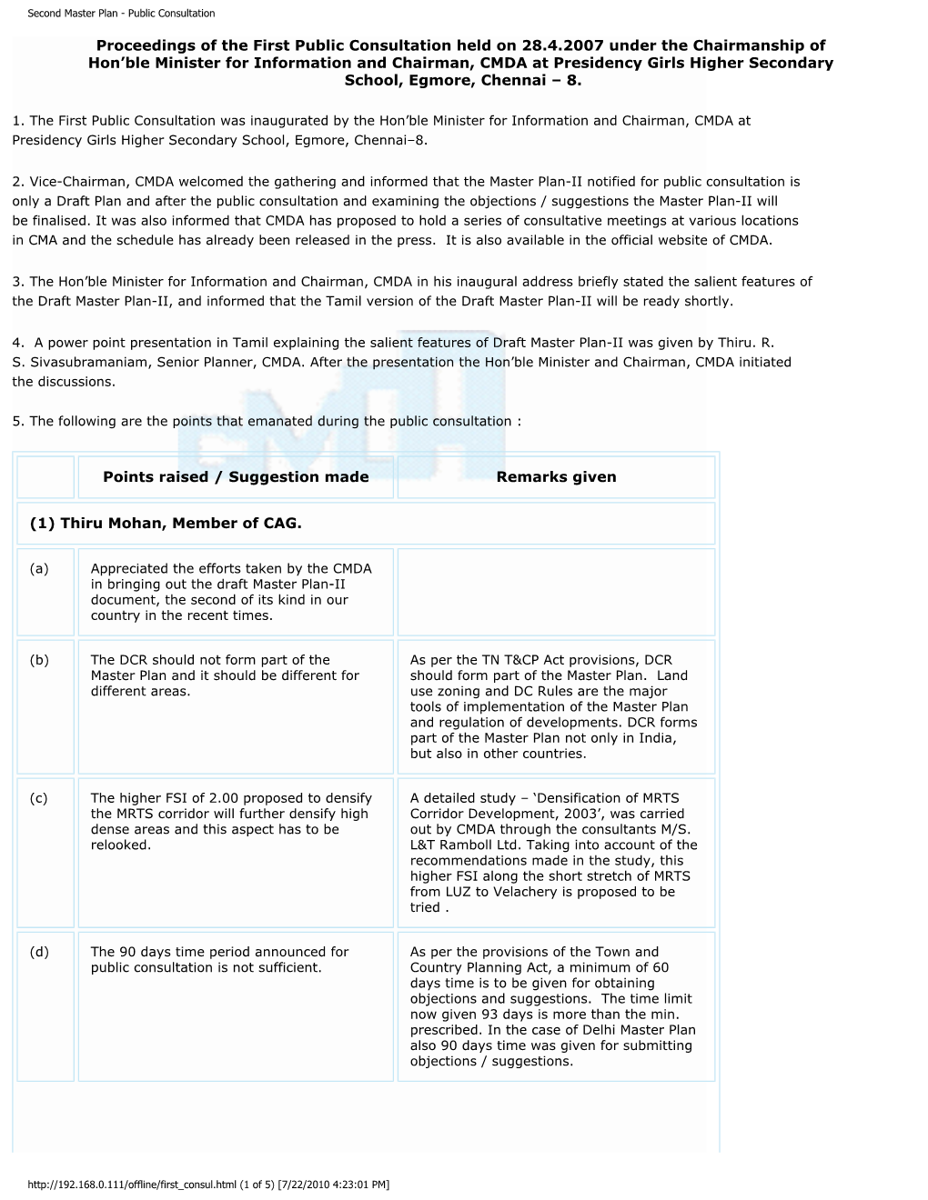 Second Master Plan - Public Consultation