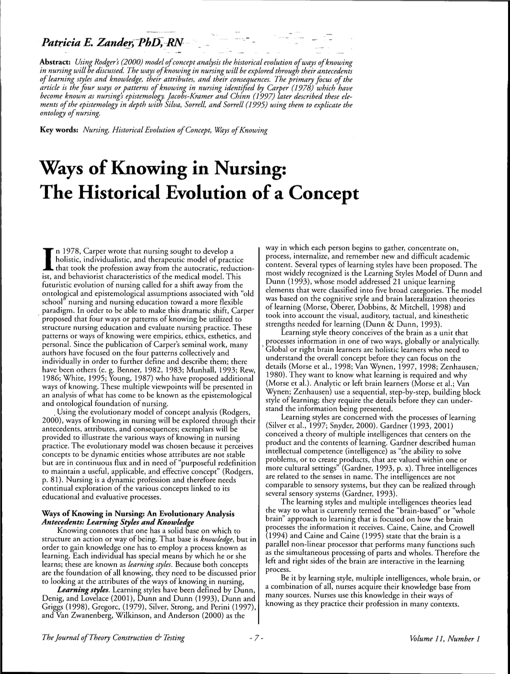 Ways of Knowing in Nursing Will Be Discussed