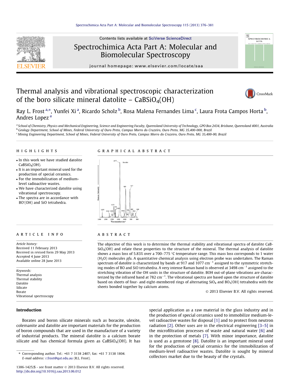 Thermal Analysis and Vibrational Spectroscopic Characterization Of