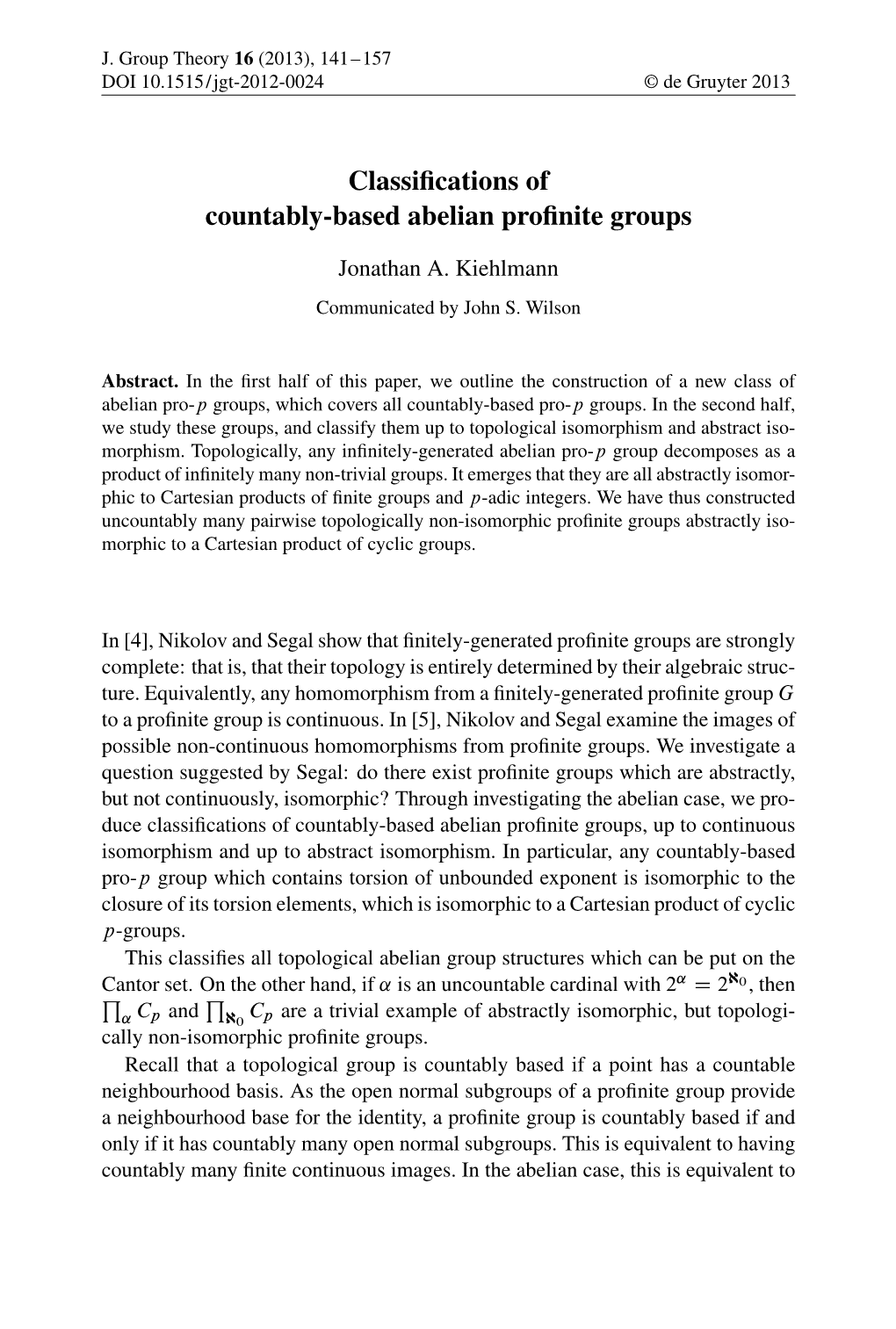 Classifications of Countably-Based Abelian Profinite Groups