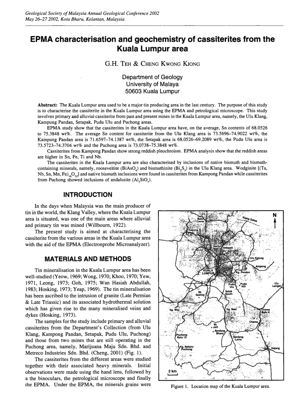 EPMA Characterisation and Geochemistry of Cassiterites from the Kuala Lumpur Area