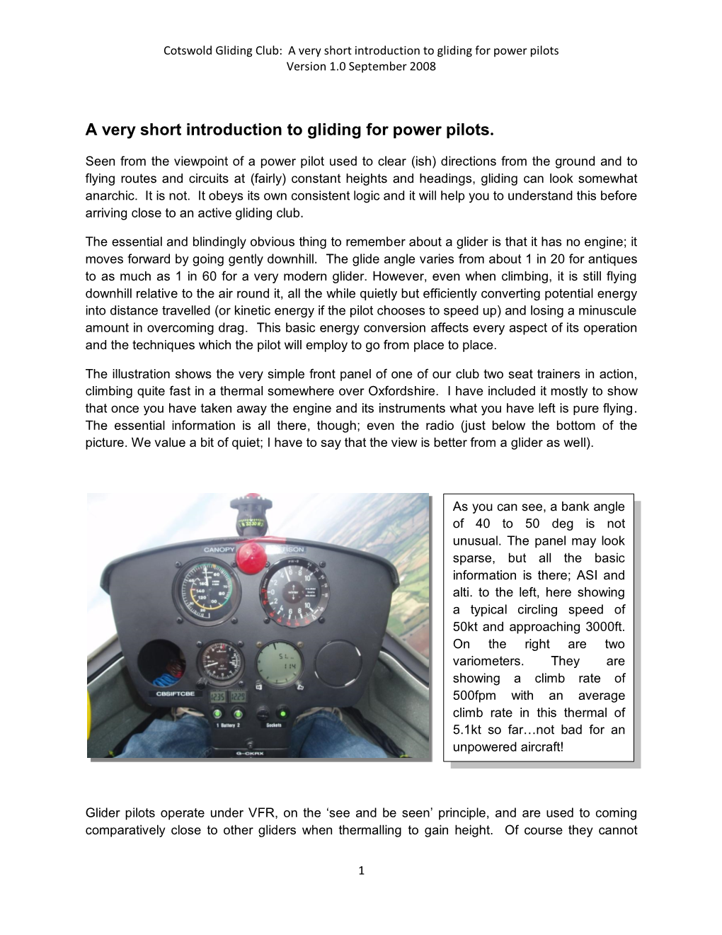 A Very Short Introduction to Gliding for Power Pilots