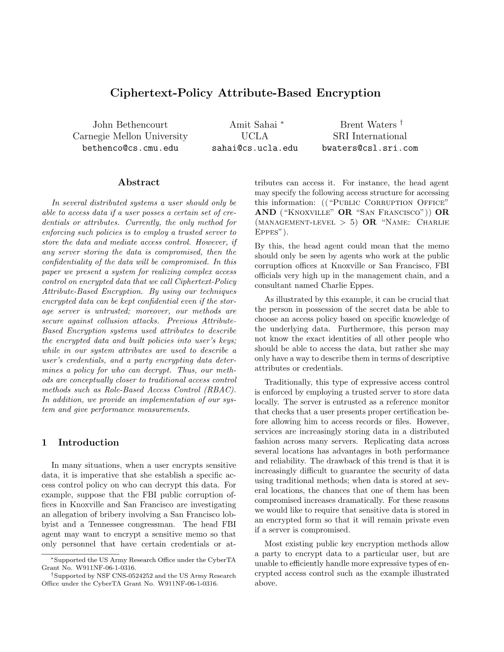 Attribute-Based Encryption