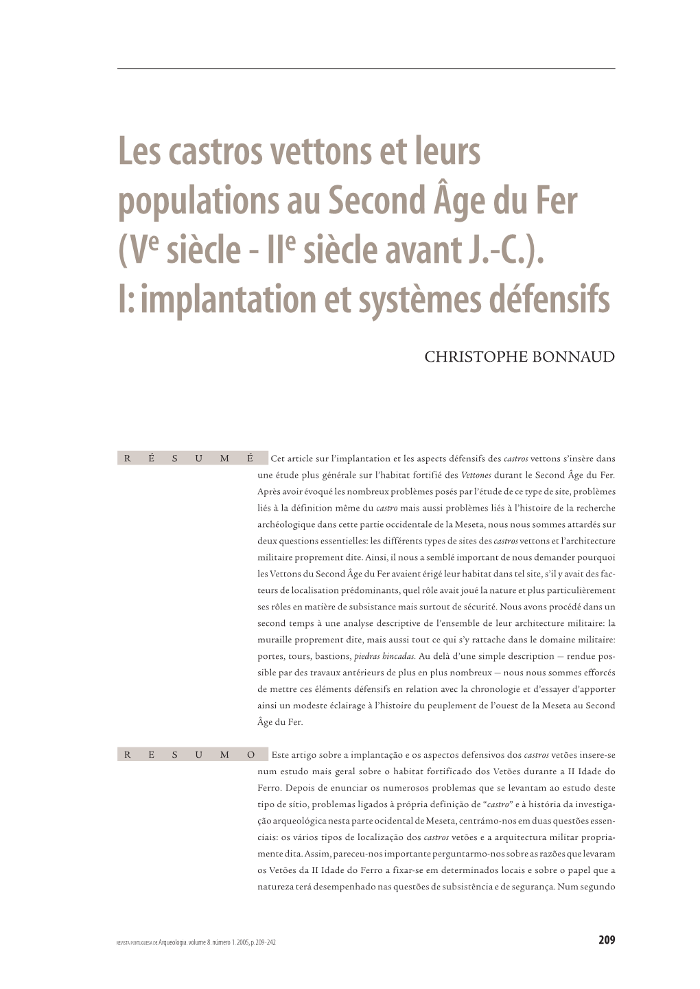 Les Castros Vettons Et Leurs Populations Au Second Âge Du Fer (Ve Siècle - Iie Siècle Avant J.-C.)