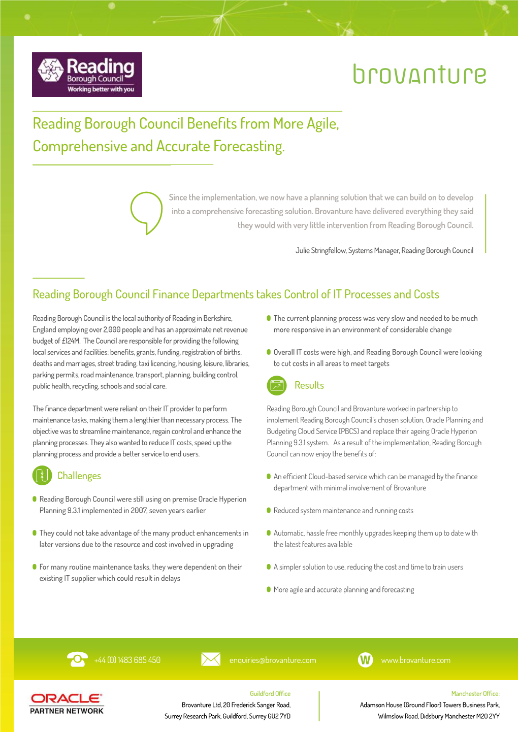 Reading Borough Council Benefits from More Agile, Comprehensive and Accurate Forecasting