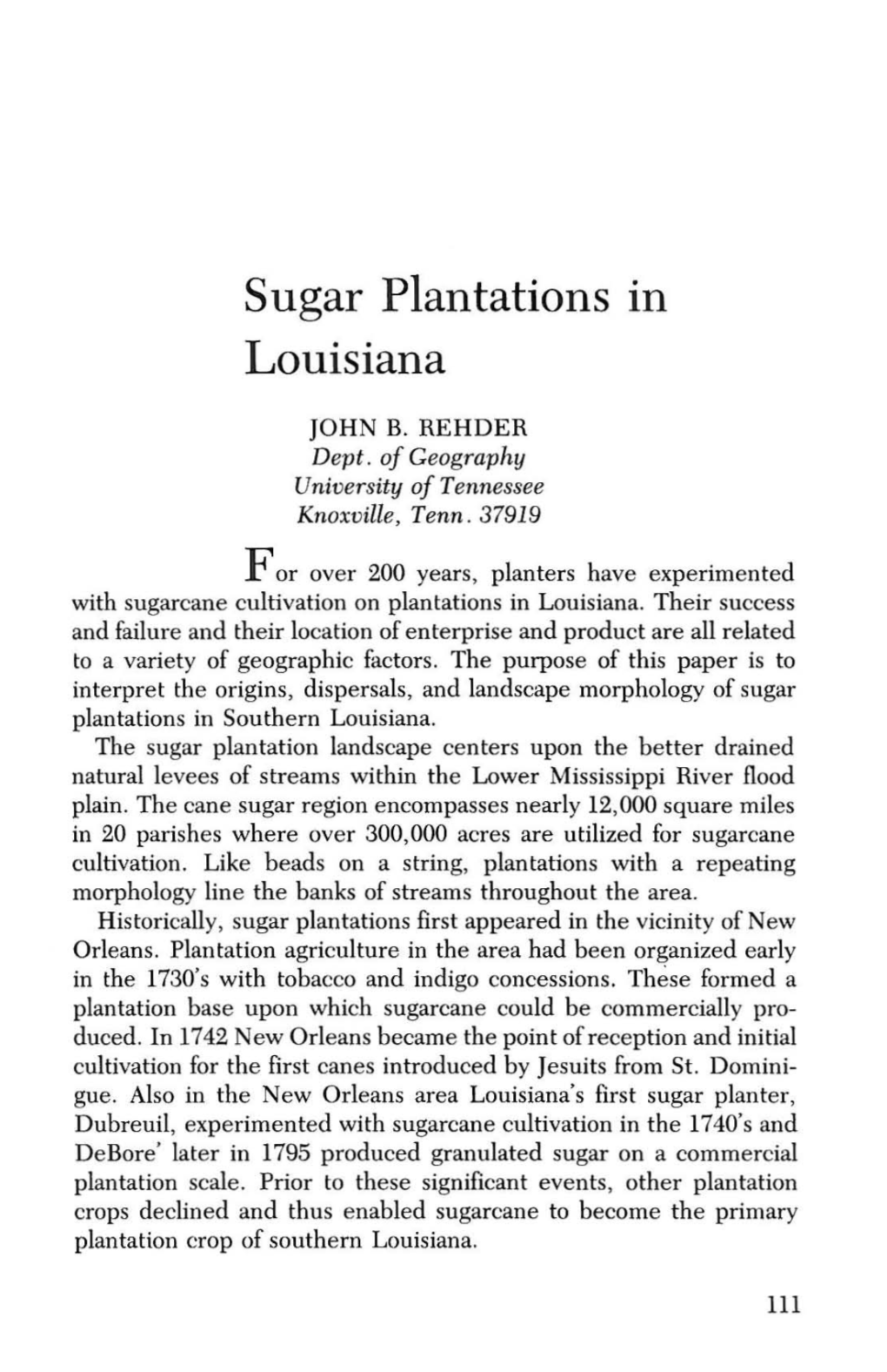 Sugar Plantations in Louisiana