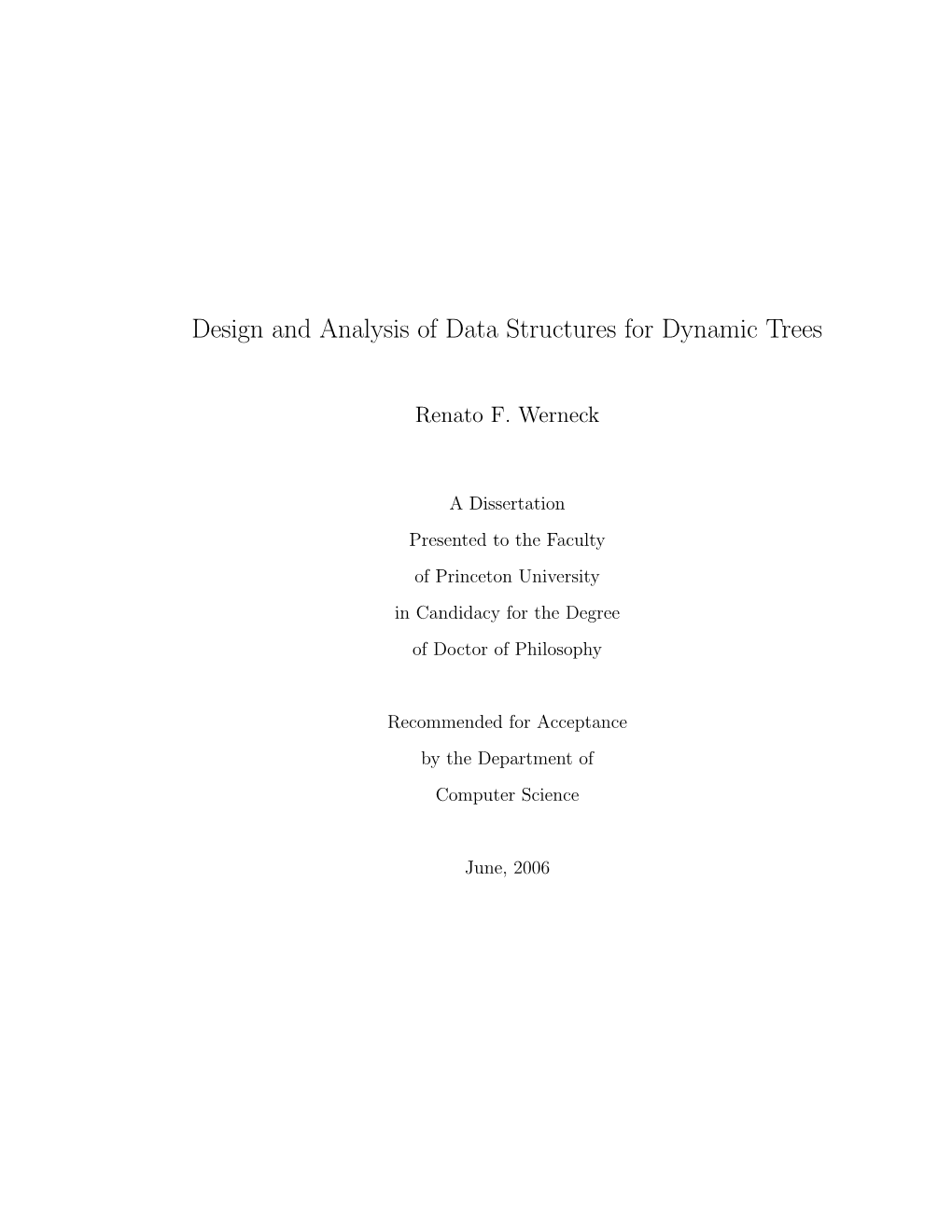 Design and Analysis of Data Structures for Dynamic Trees