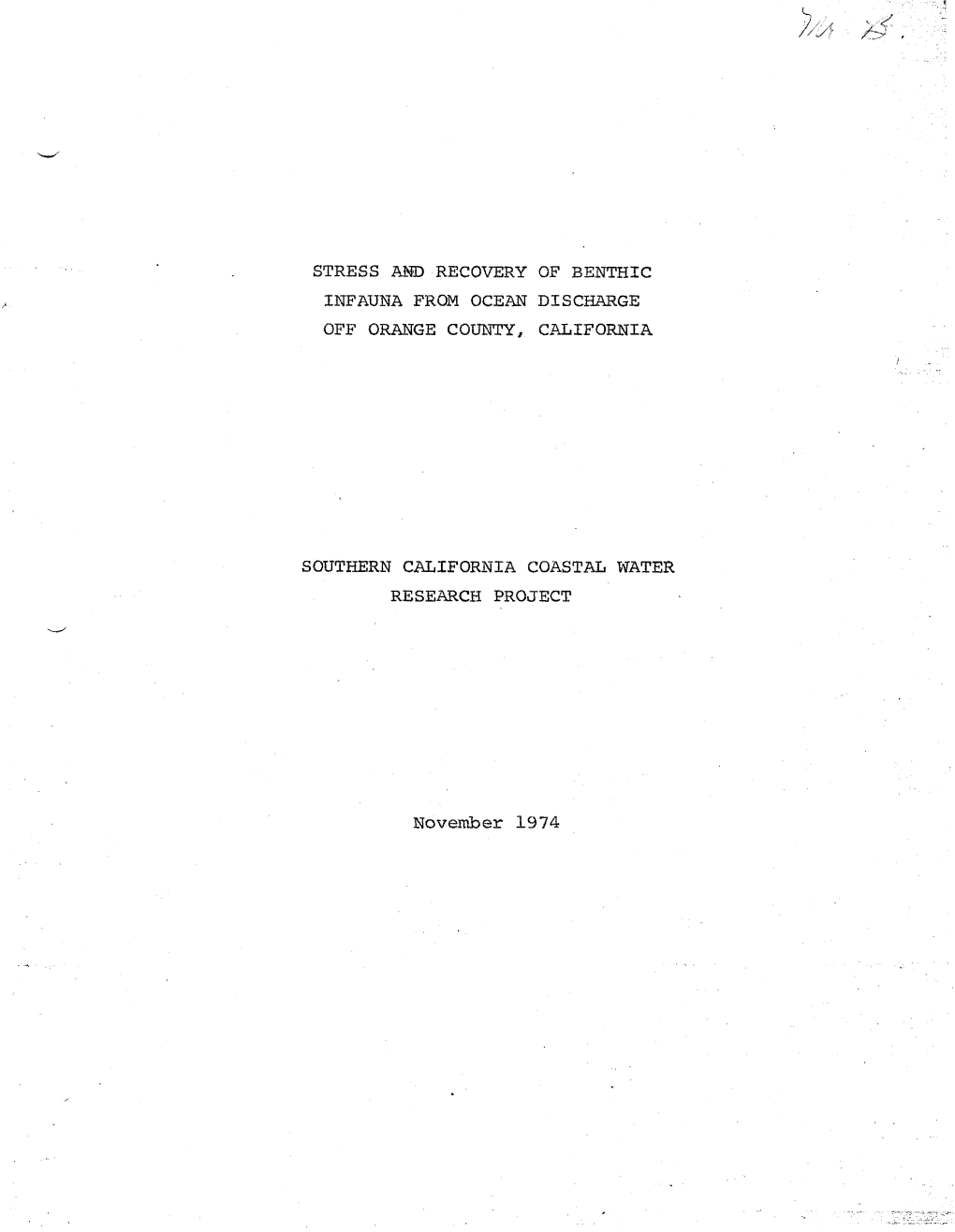 Stress Amd Recovery of Benthic Infauna from Ocean Discharge Off Orange County, California