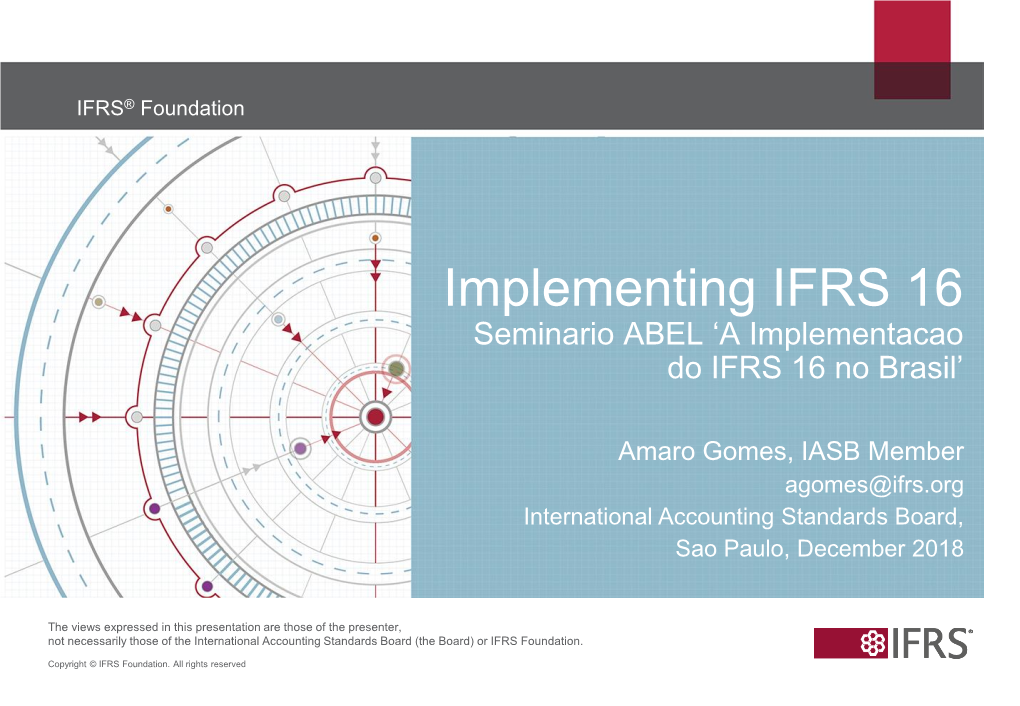 Implementing IFRS 16 Seminario ABEL ‘A Implementacao Do IFRS 16 No Brasil’