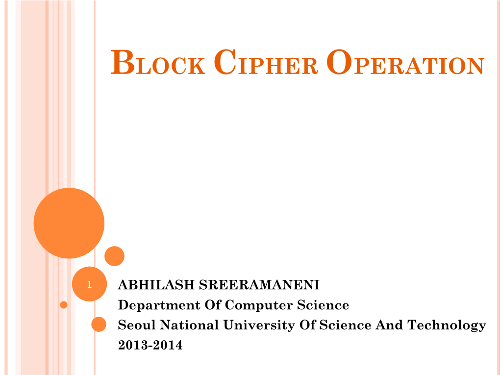 Block Cipher Operation