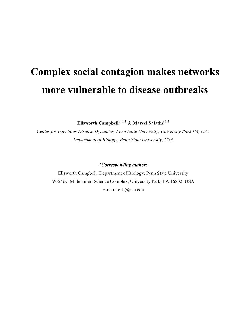 Complex Social Contagion Makes Networks More Vulnerable to Disease Outbreaks