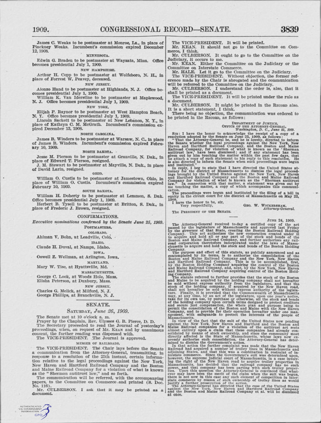 Congressional Record-Senate. 3839