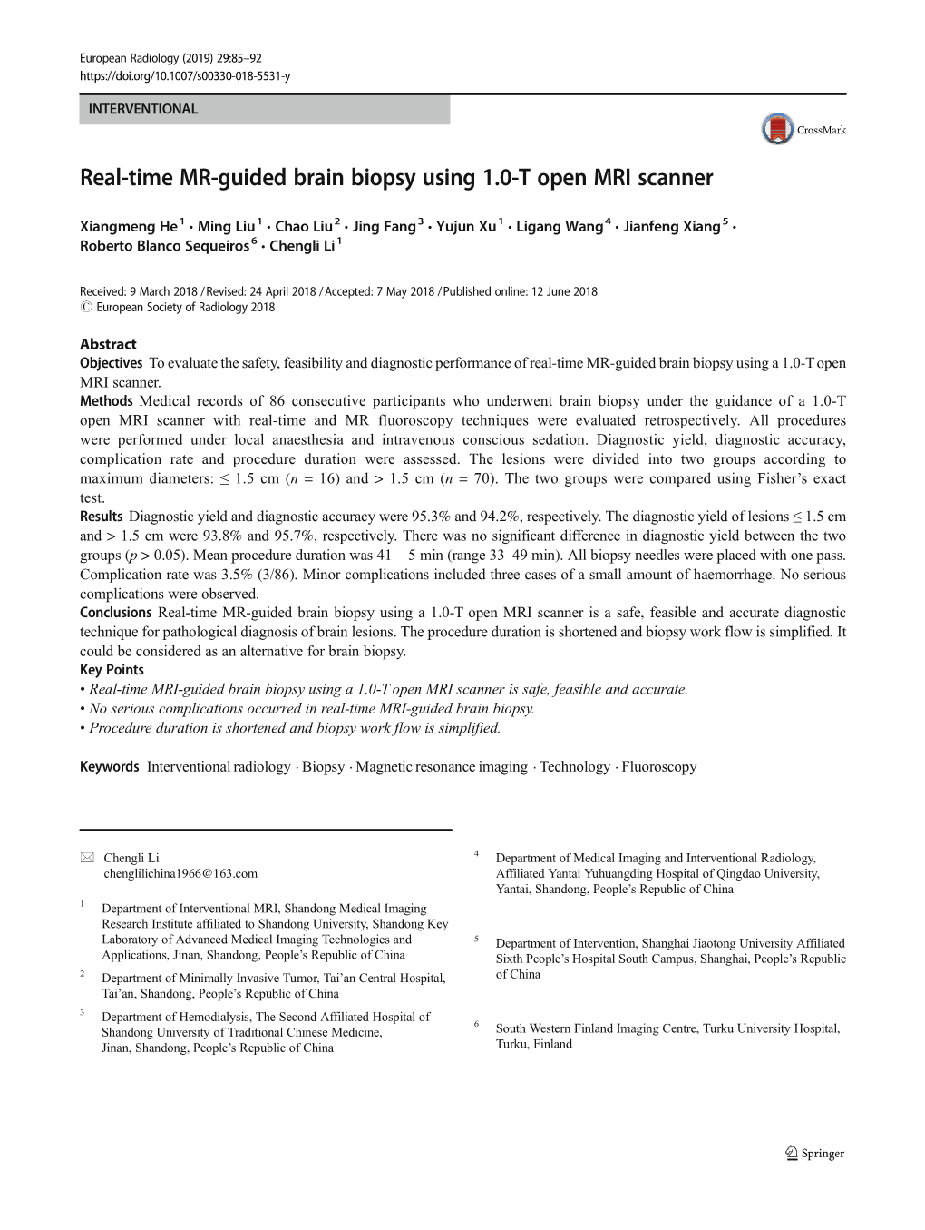 Real-Time MR-Guided Brain Biopsy Using 1.0-T Open MRI Scanner