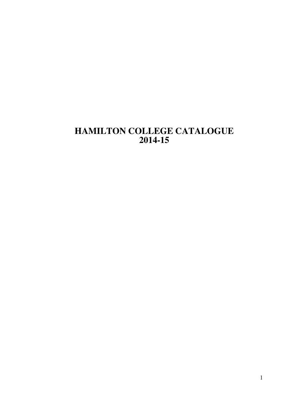 Hamilton College Catalogue 2014-15