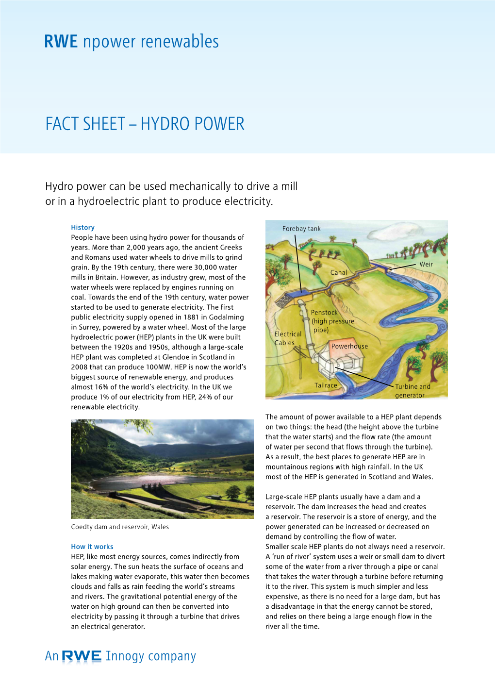 Fact Sheet – Hydro Power