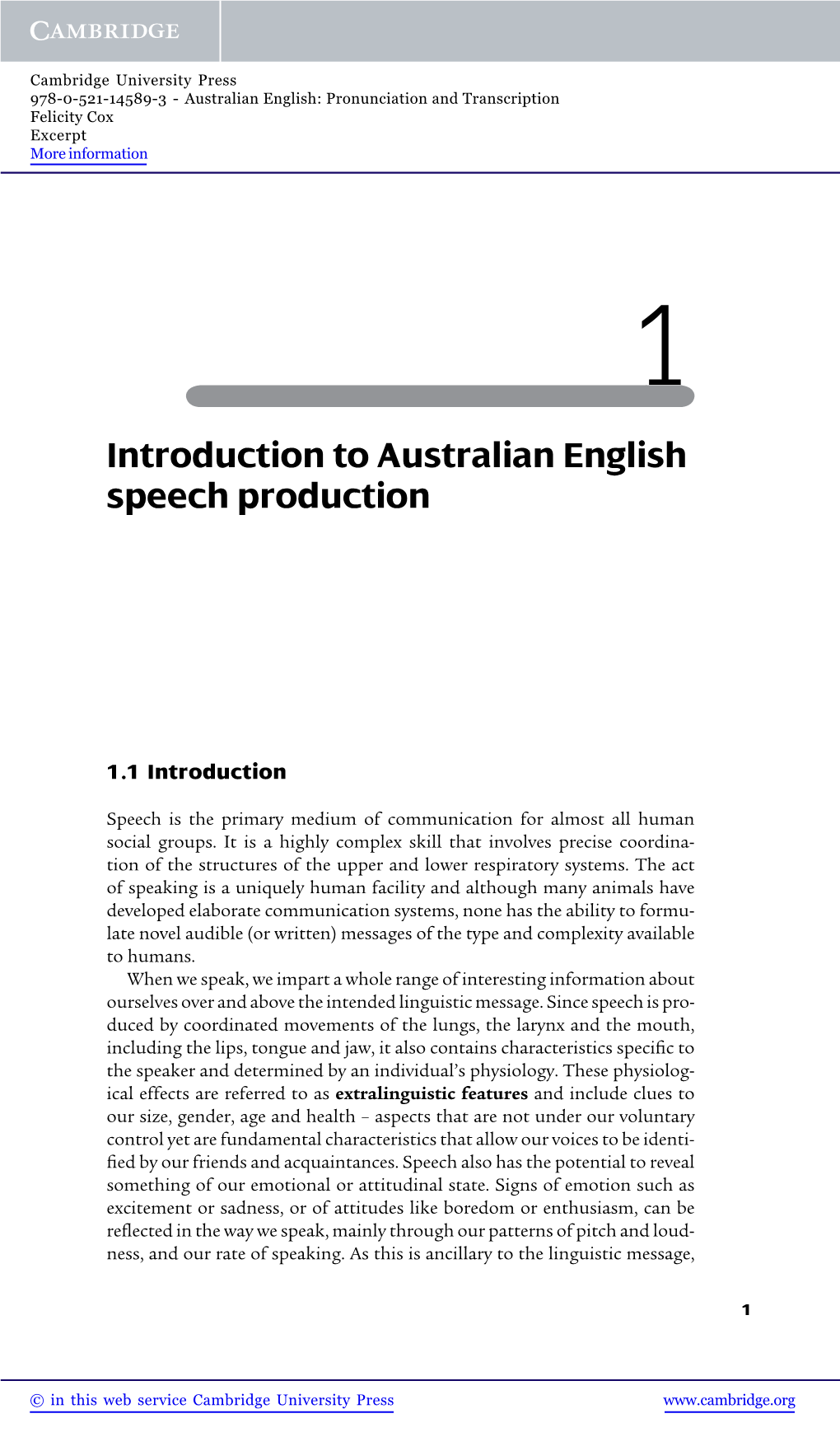 Introduction to Australian English Speech Production