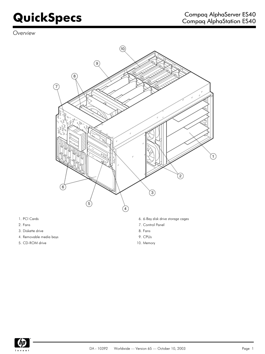 Alphaserver ES40 Quickspecs Compaq Alphastation ES40