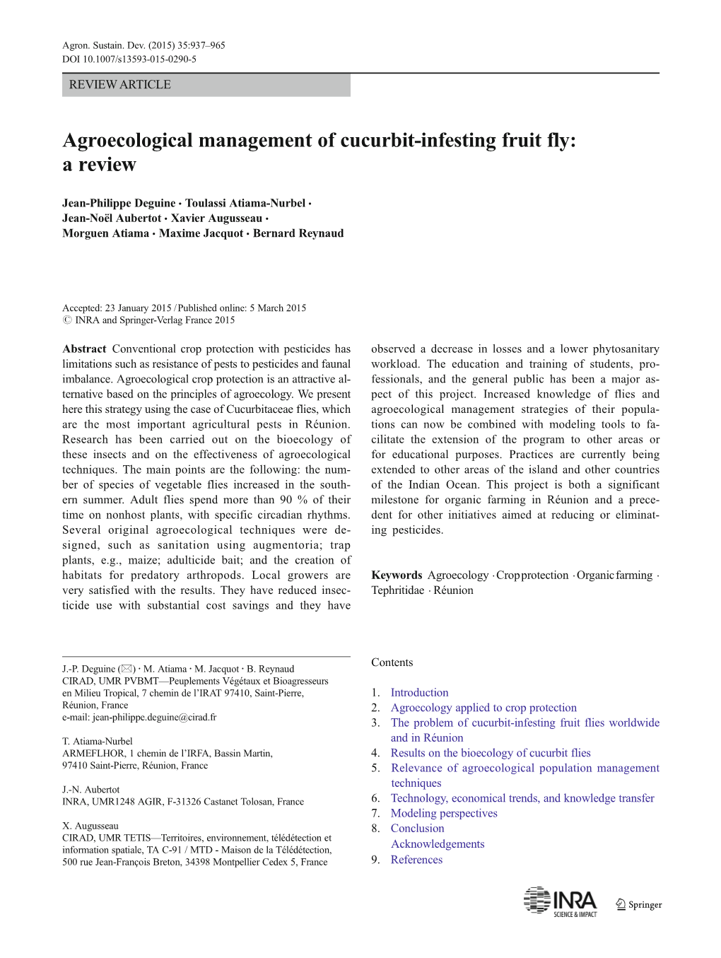 Agroecological Management of Cucurbit-Infesting Fruit Fly: a Review