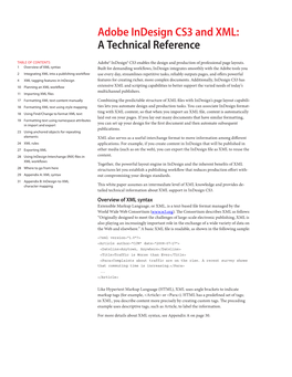 Adobe Indesign CS3 and XML: a Technical Reference