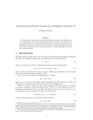 Spectral Perturbation Bounds for Selfadjoint Operators I∗