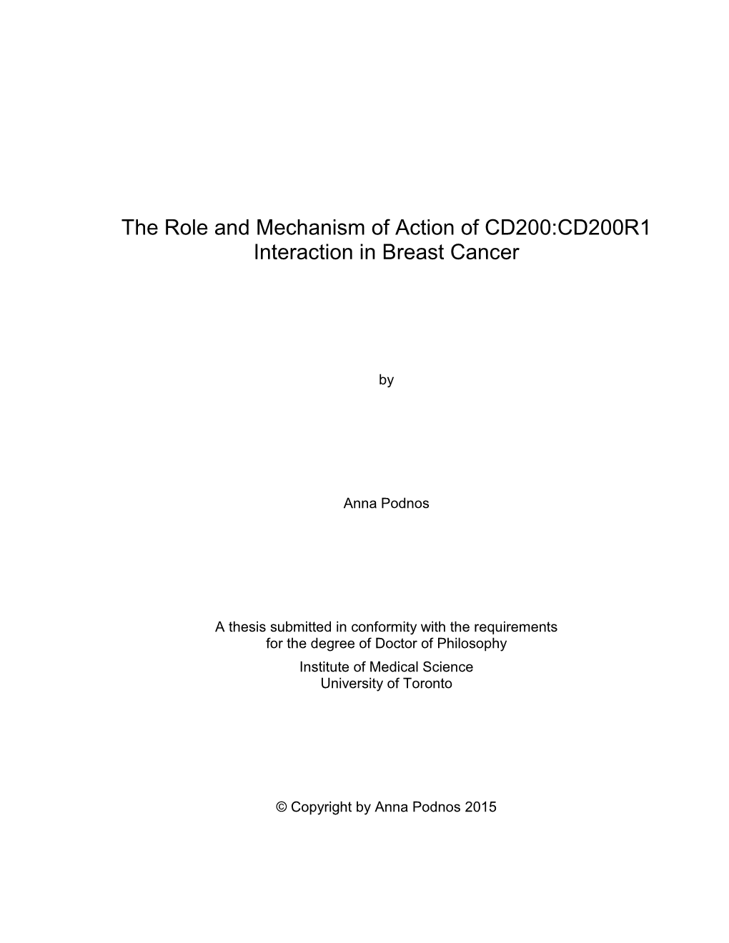 The Role of Mechanism of Action of CD200: CD200R1 Interaction In