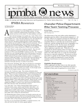 IPMBA News Vol. 22 No. 1 Winter 2013