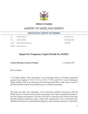 Report for Temporary Export Permit No 04 2013.Pdf