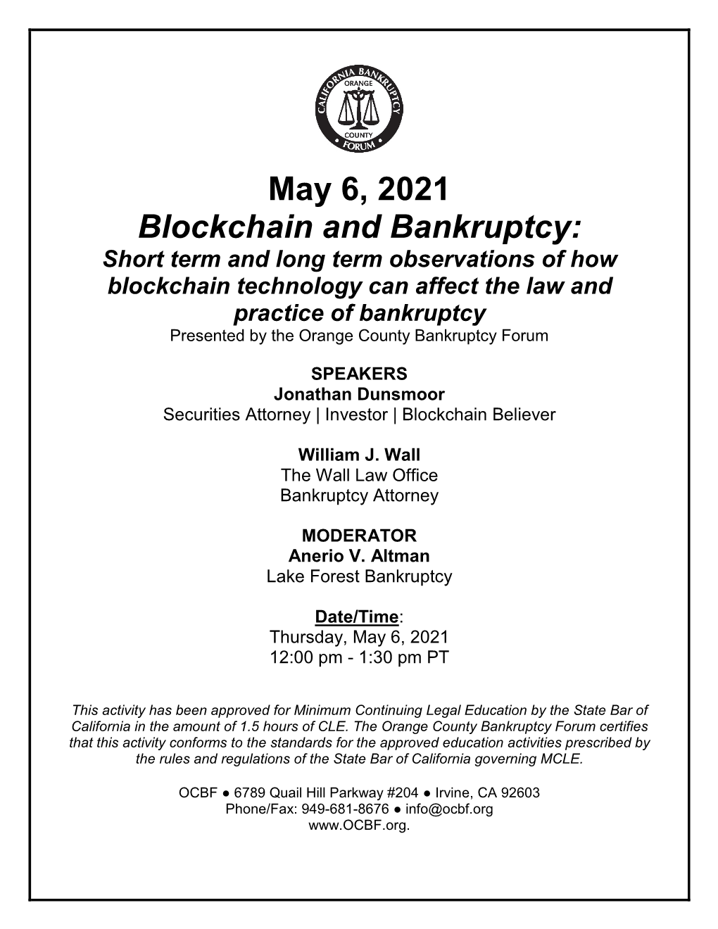 May 6, 2021 Blockchain and Bankruptcy