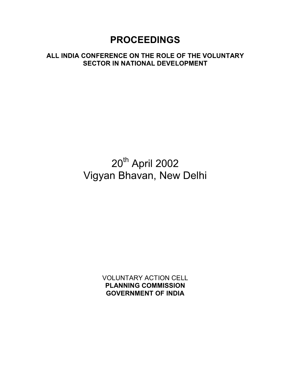 All India Conference on the Role of the Voluntary Sector in National Development