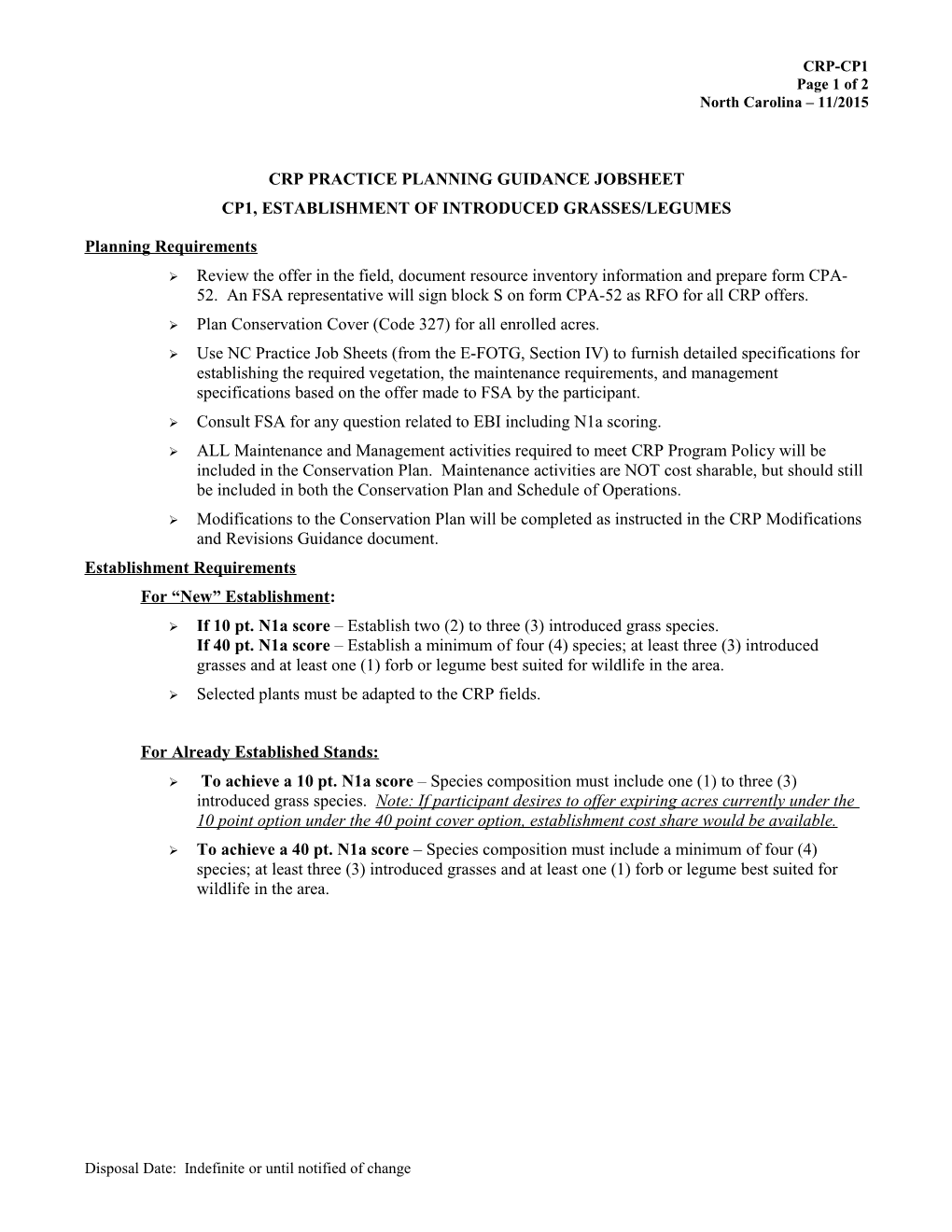 Crp Practice Planning Guidance Jobsheet