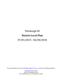 Pittsburgh SD District Level Plan 07/01/2015 - 06/30/2018